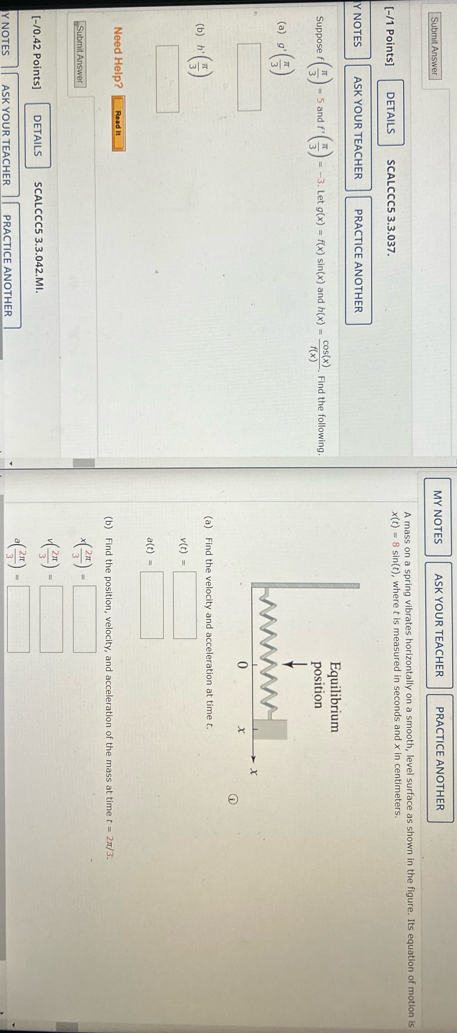  I need help with this two questions please Submit Answer MY