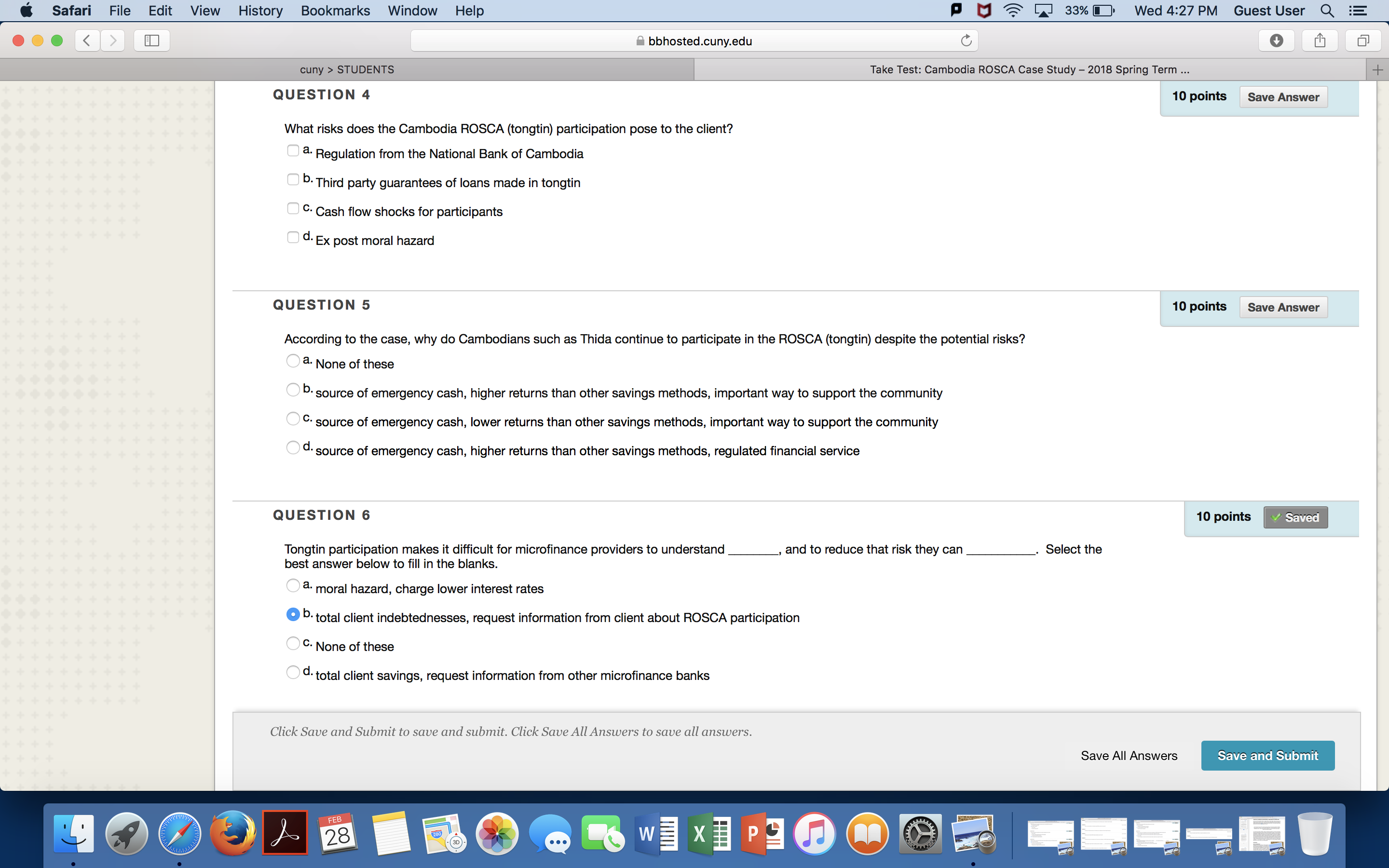 U 45' L2! 33% En Wed 4:27 PM Guest User H bbhostedtcunyedu