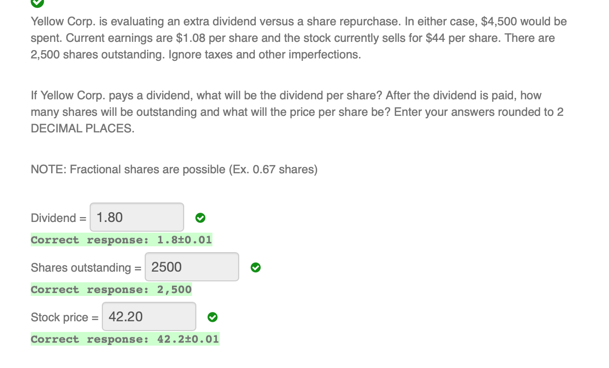 CI Yellow Corp. is evaluating an extra dividend versus a share
