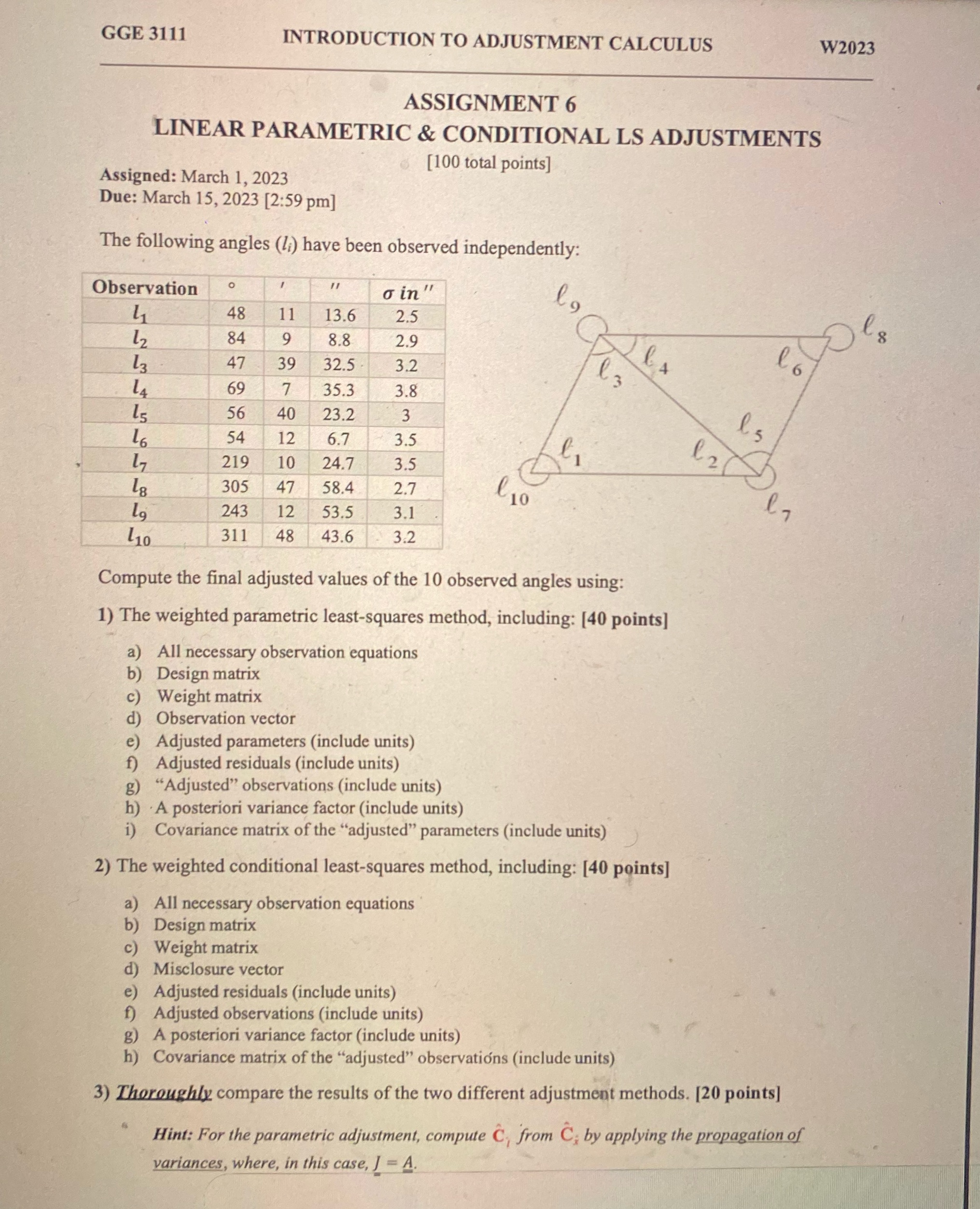  Introduction to adjustment calculus: Please solve with clear procedure.Reference: Introduction Adjustment