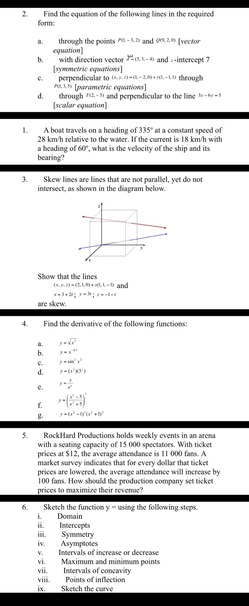 Calculus and vectors Please show you steps and do it on