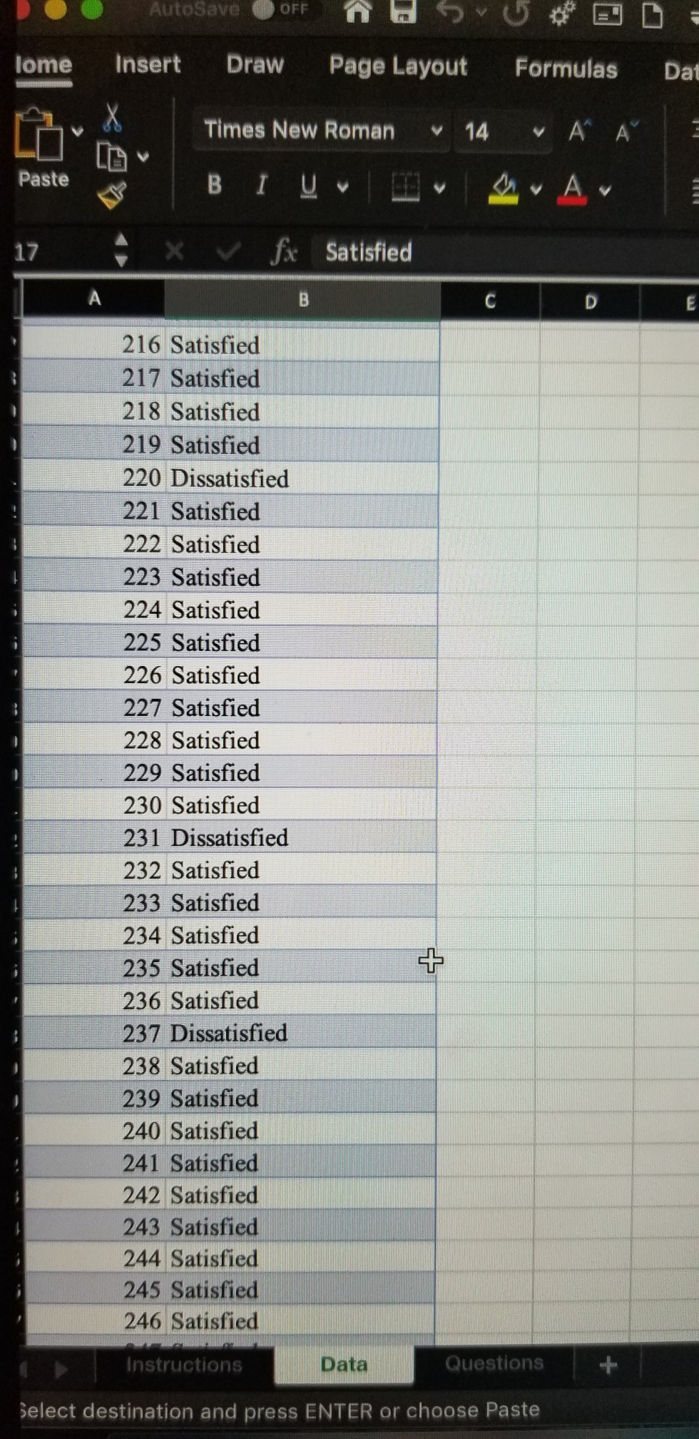 50 Satisfied 51 Satisfied 52 Dissatisfied 53 Satisfied 54 Satisfied 55 Satisfied