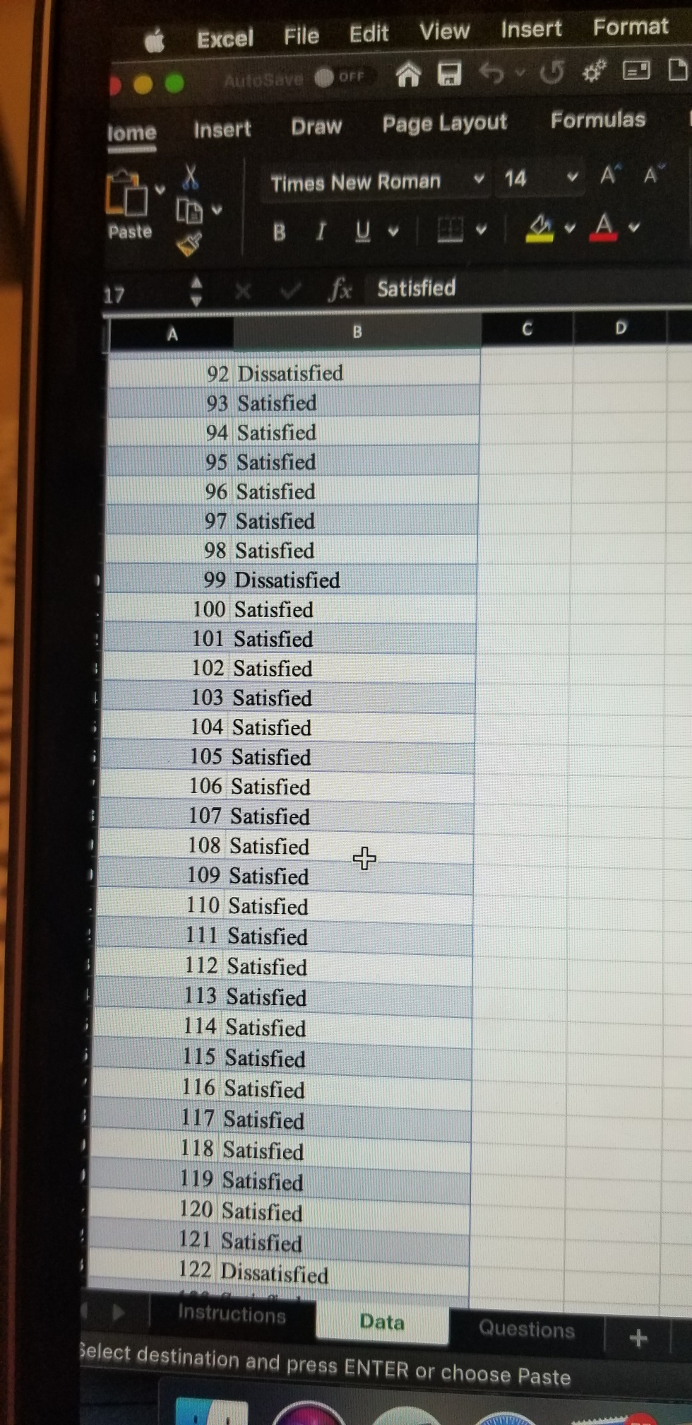 A B C D 61 Satisfied 62 Satisfied 63 Satisfied 64 Satisfied
