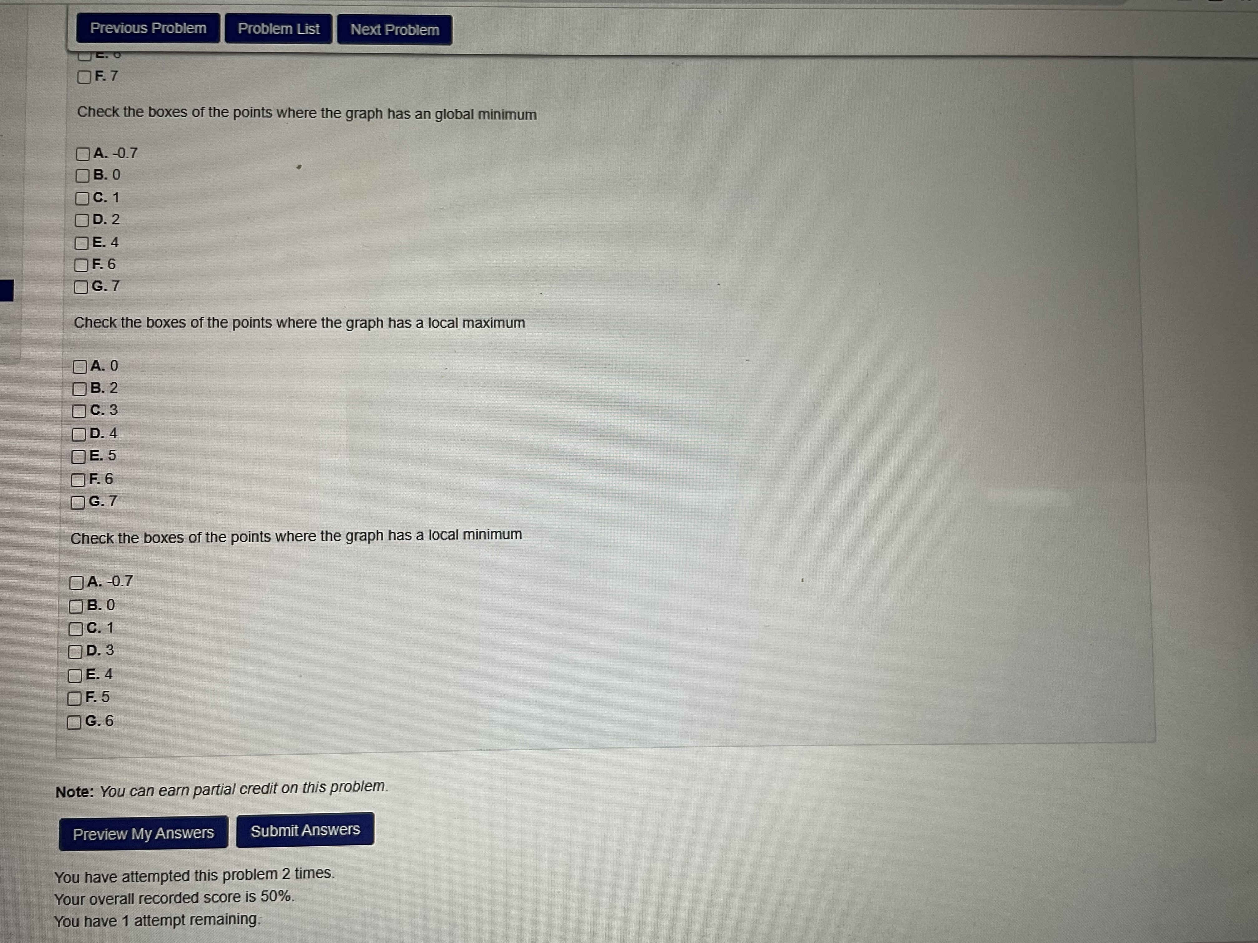 of the derivative f'() of a function defined on the interval (0,8).