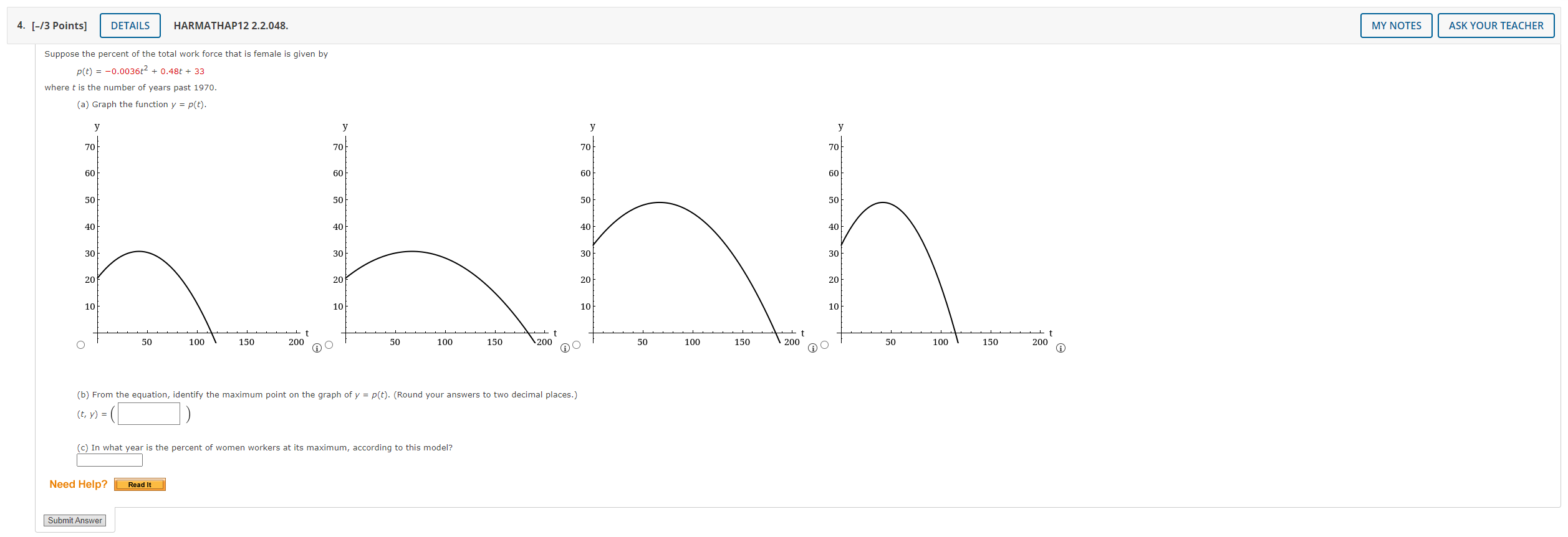 5 + 8x - x2 (a) Find the vertex of the graph