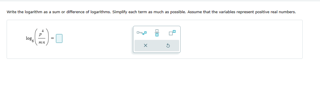 l 6 m P? Write the logarithmic expression as a single logarithm