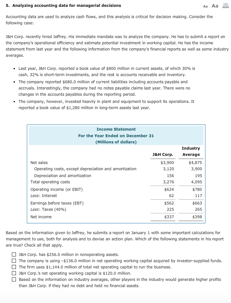  5. Analyzing accounting data for managerial decisions A, A3 2 Accounting