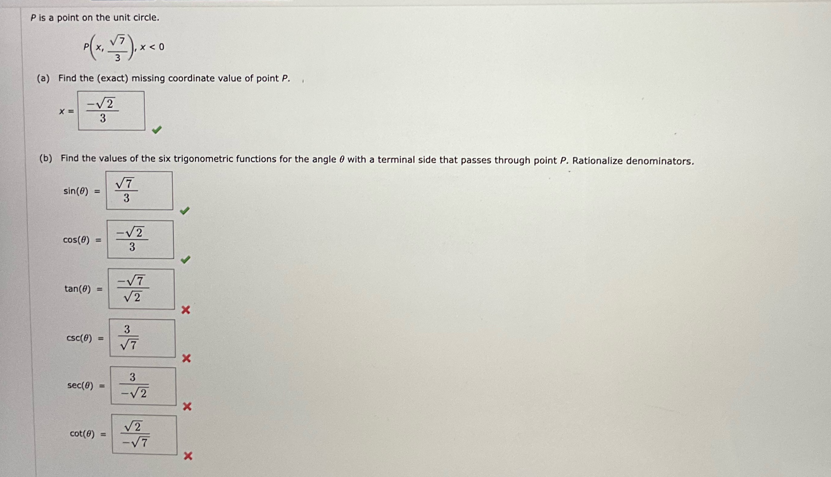 STEP BY STEP FOR EACH WRONG QN P is a point on