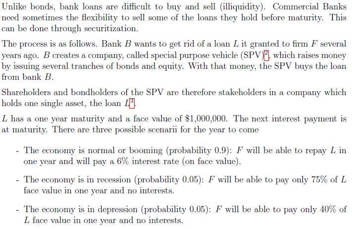 a question about loan securitization, emergency!!!! help!! Thanks so much!!!! Unlike