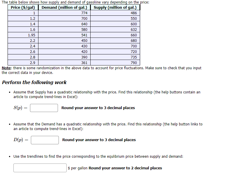 supply functions for a product. For both functions, or is the quantity