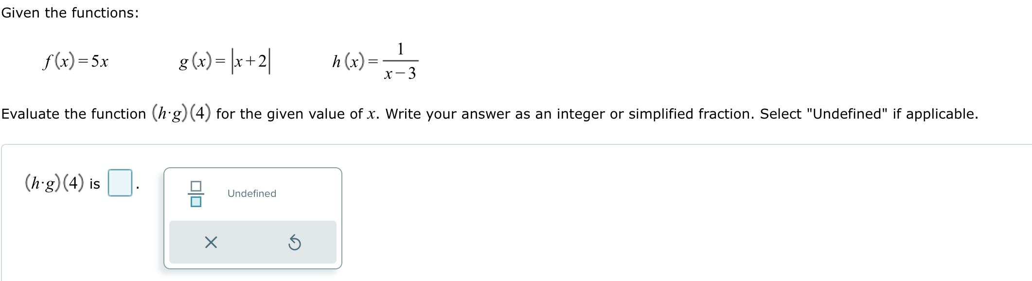 for the given value of x. Write your answer as an integer