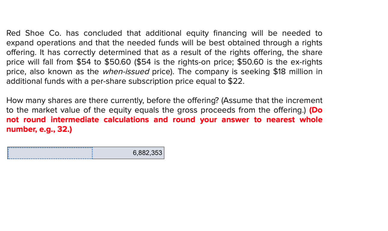 problem Red Shoe Co. has concluded that additional equity nancing will be
