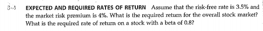 3.5% and the market risk premium is What is required return for