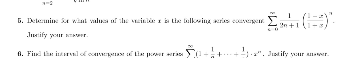 Please help me with question5 n=2 1 - x in 5.