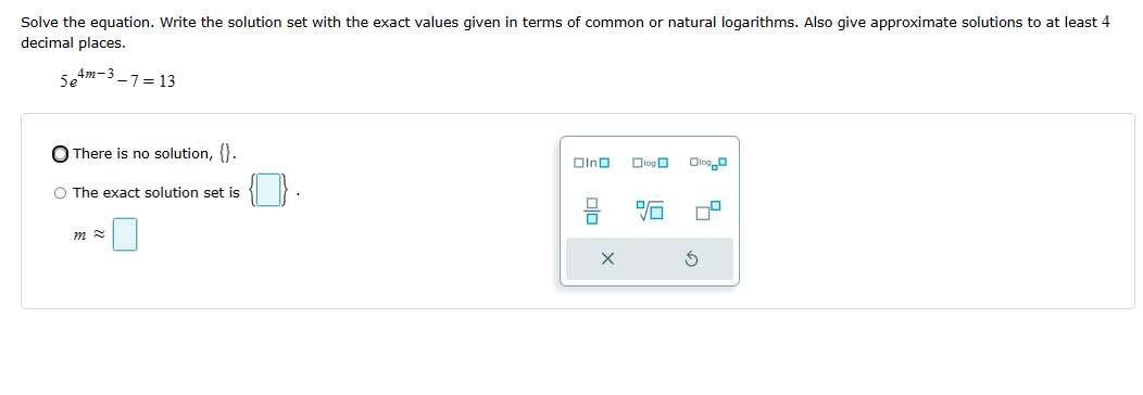 set with the exact values given in terms of common or natural