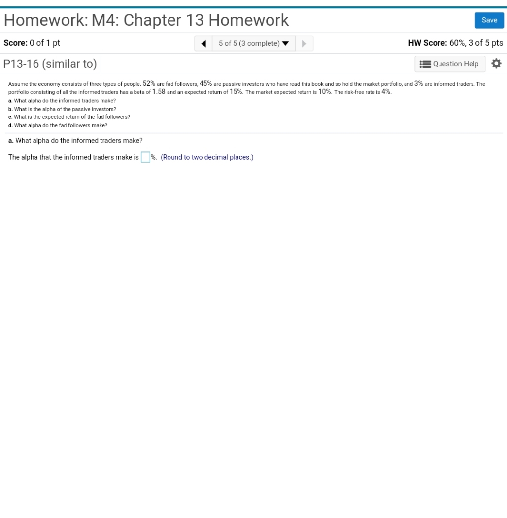  Answer questions A through D Homework: M4: Chapter 13 Homework Save