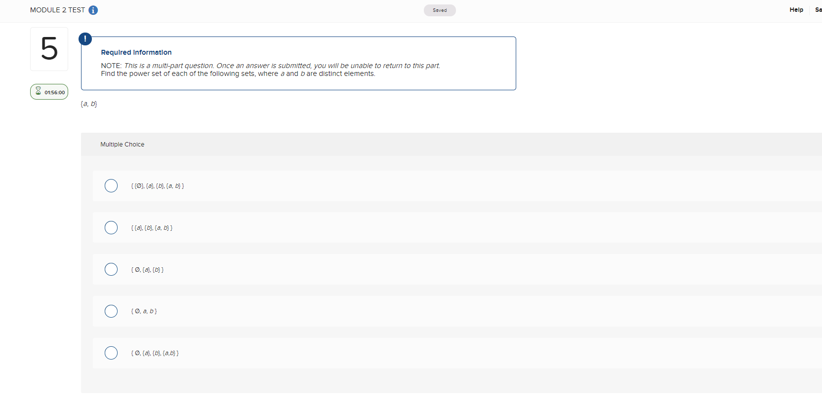 question. Once an answer is submitted, you will be unable to return