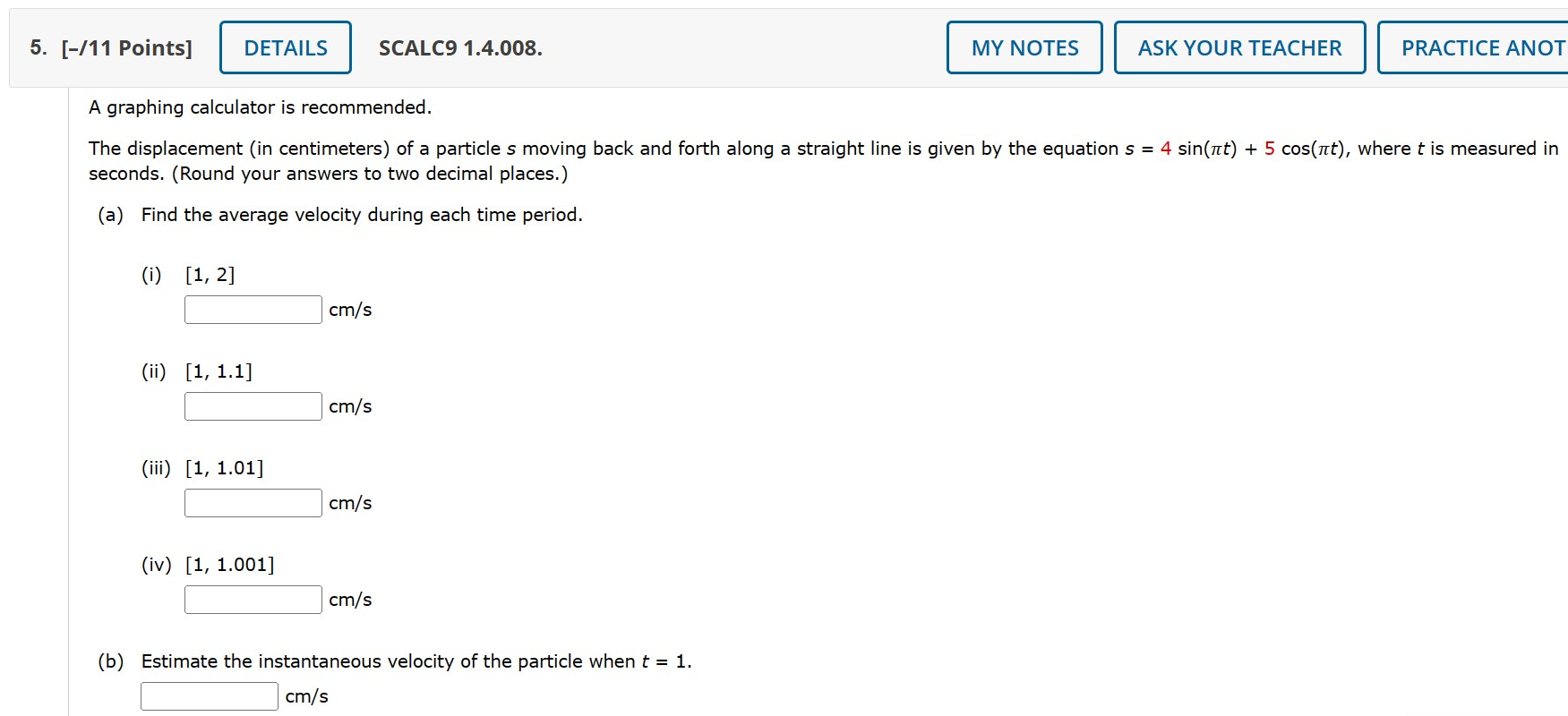 f(x)=ax2+bx+cwherea0 Submit Answer 20. [-8 Points] DETAILS WEBASSIGNCRA1 9.1.009. MY NOTES |