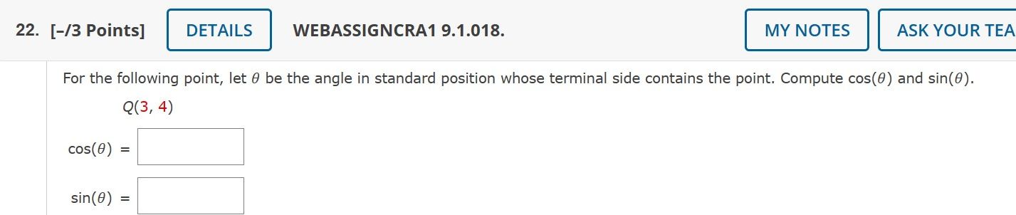 Points] DETAILS WEBASSIGNCRA1 9.1.018. MY NOTES | ASK YOUR TEA For the