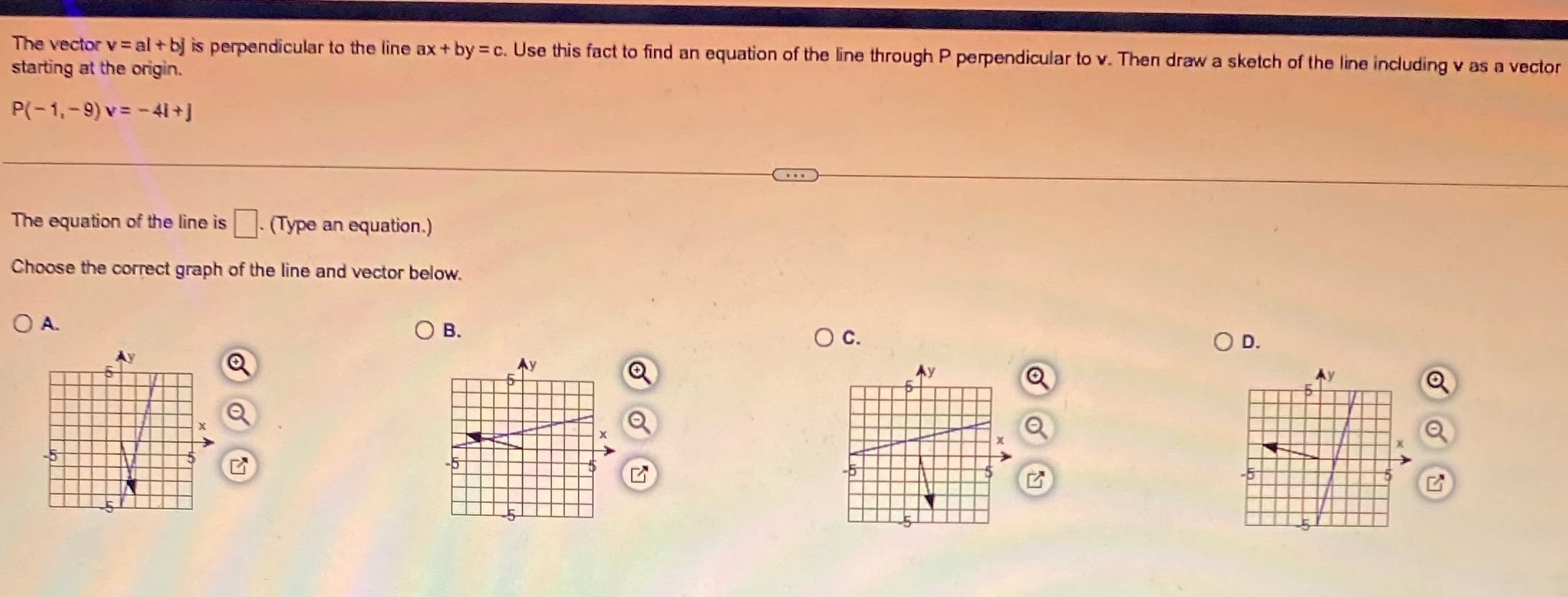  The vector v = al + bj is perpendicular to the