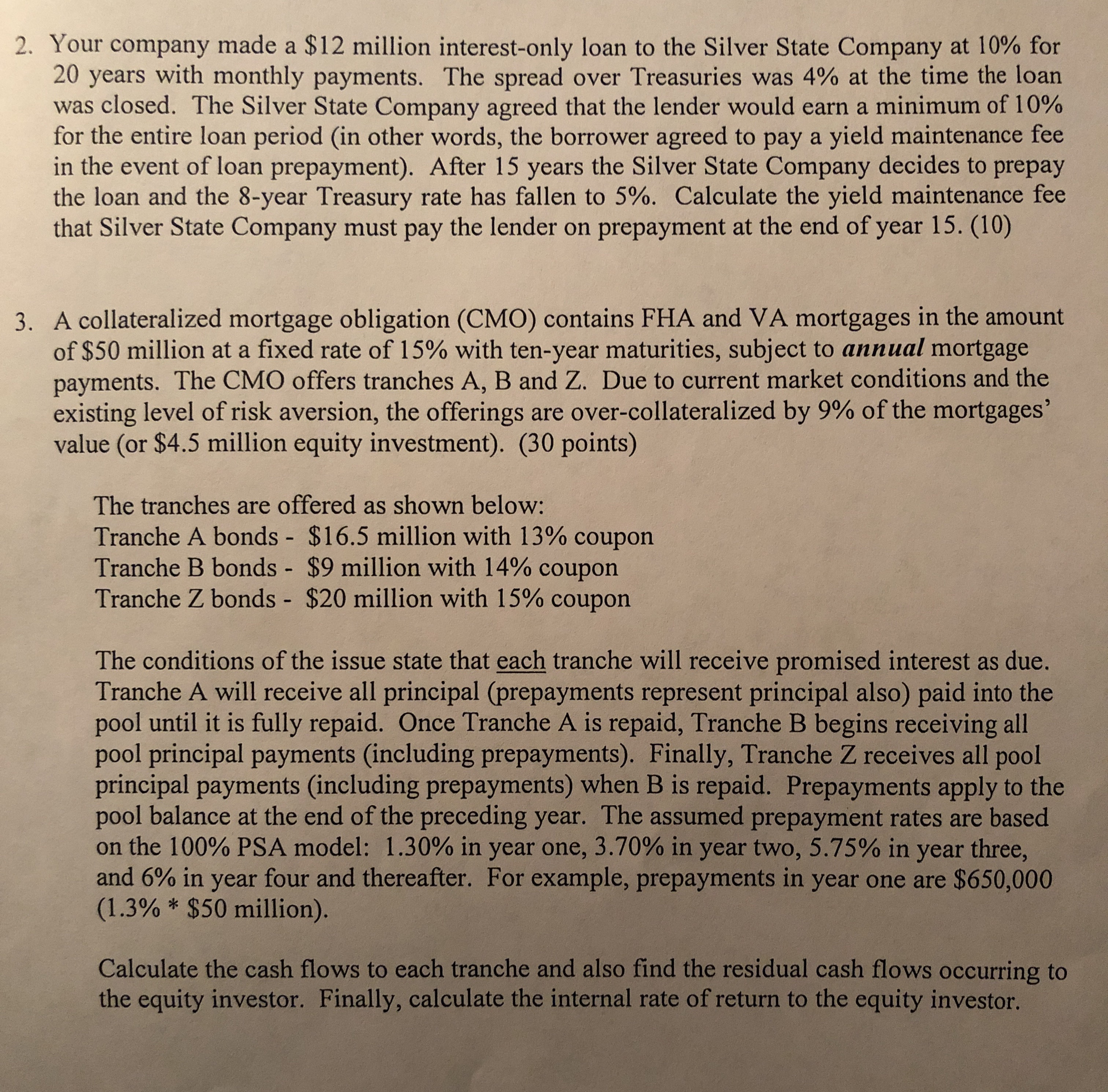 dollar values to the nearest penny, yields (IRRs) in percent form to