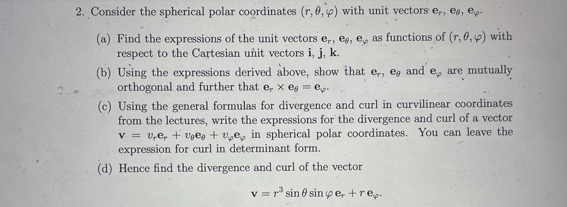 the expressions of the unit vectors er, es, ex as functions of