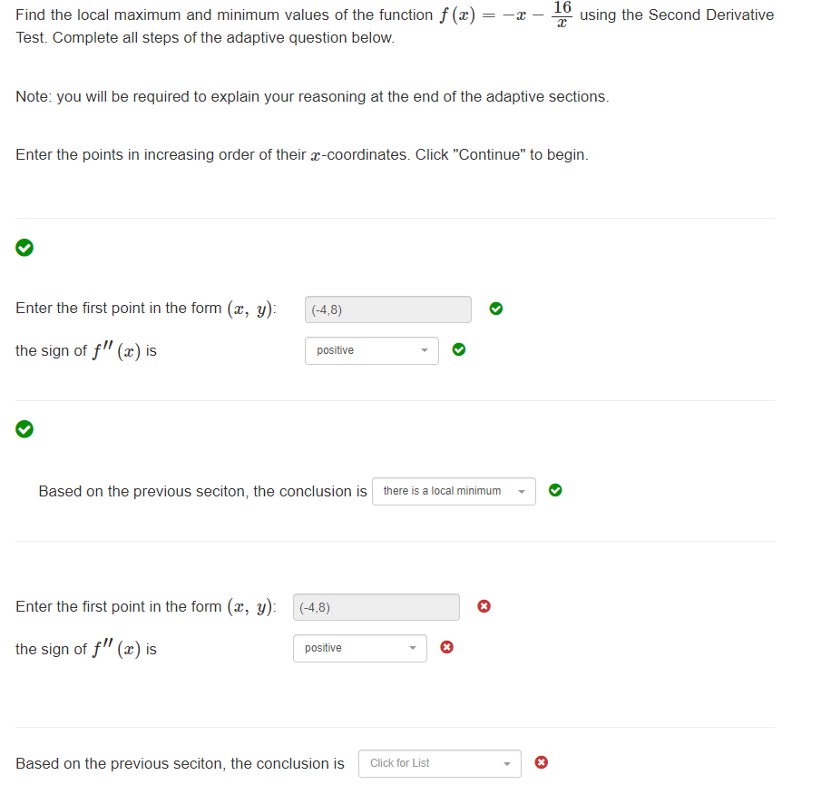 :r: % using the Second Derivative Test. Complete all steps of the