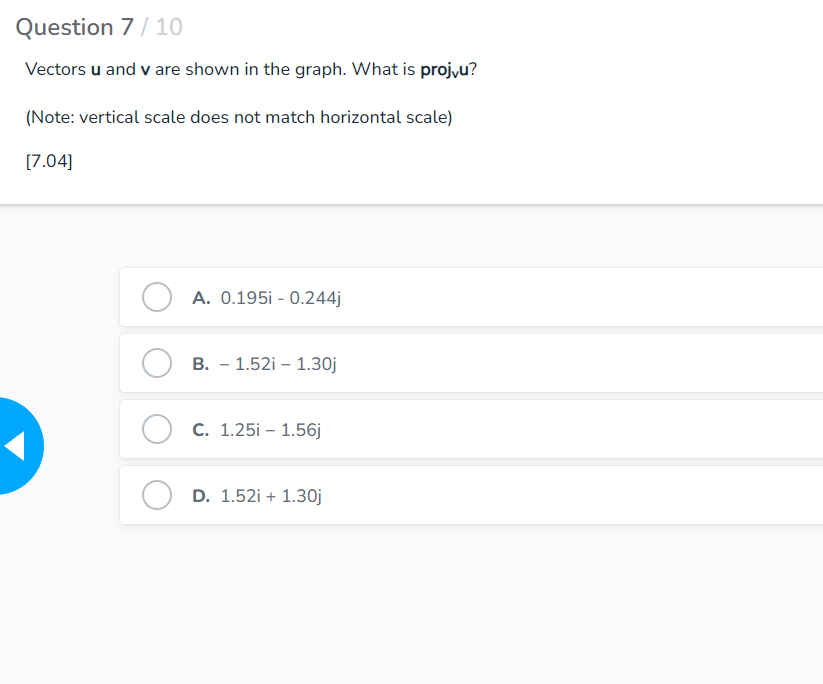 shows u + v? [7.03] A. Option 1 B. Option 2 C.