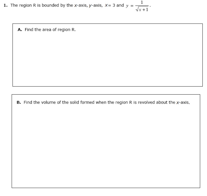 = ("I v.36 + 1 A. Find the area of region R.