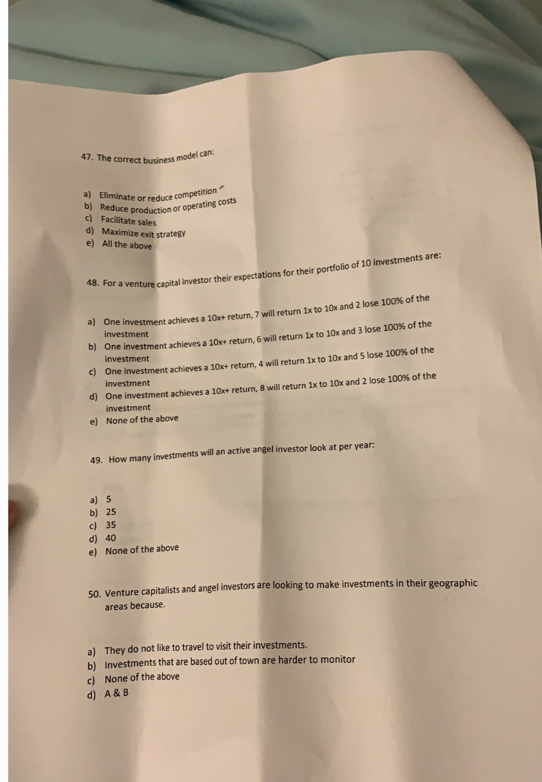 47 . The correct business model can :" b) Eliminate or