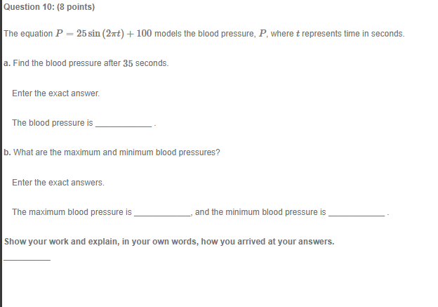 answer. The blood pressure is b. What are the maximum and minimum