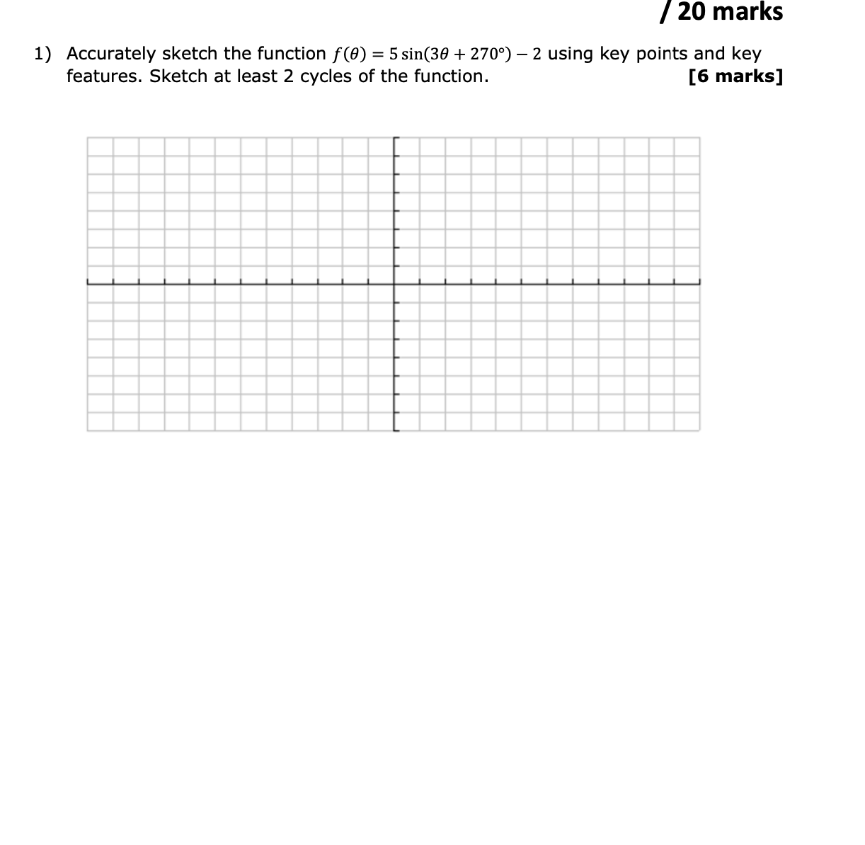 / 20 marks 1) Accurately sketch the function f(6) = 5