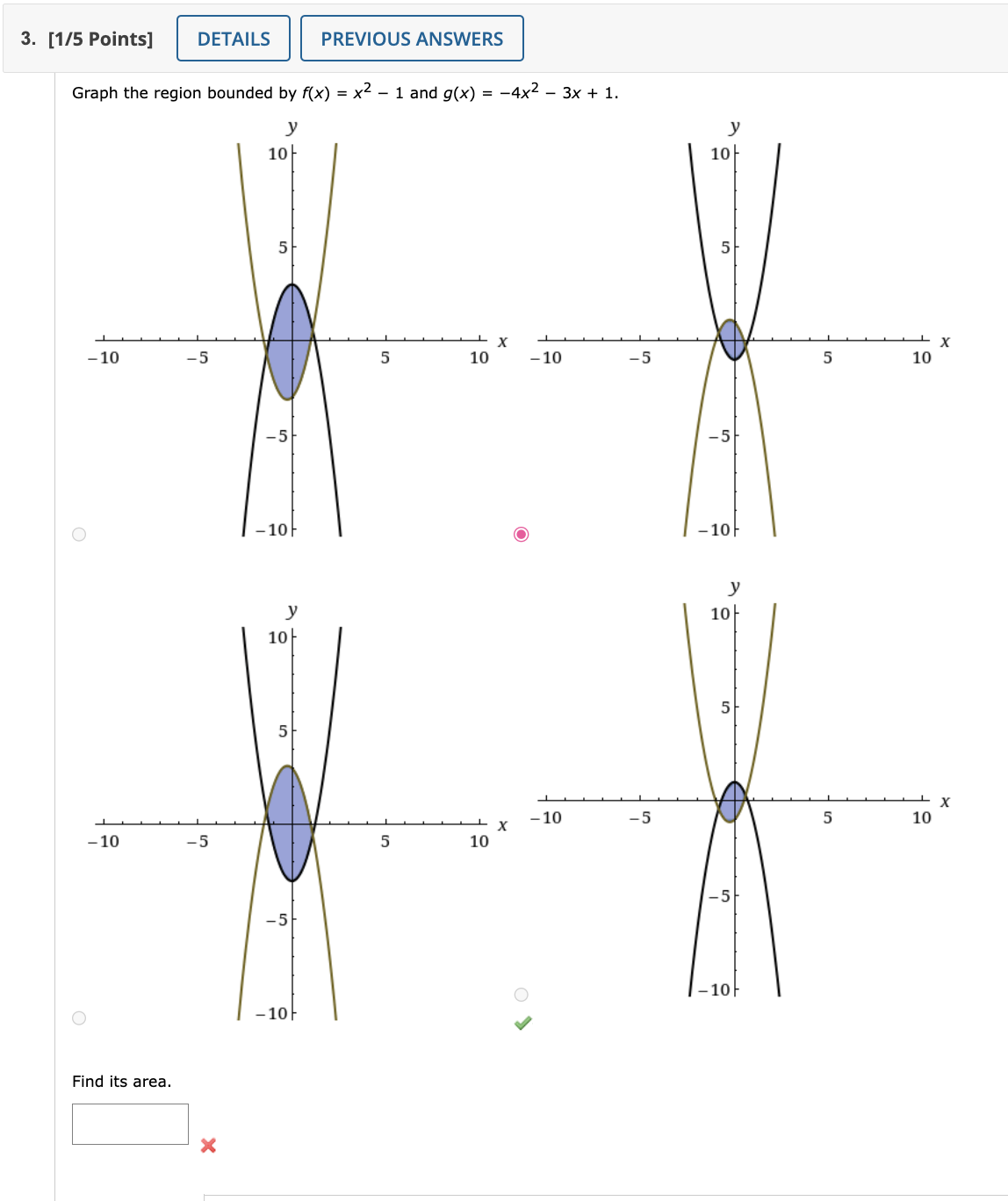 X 2 2 Find the area of the region in the figure