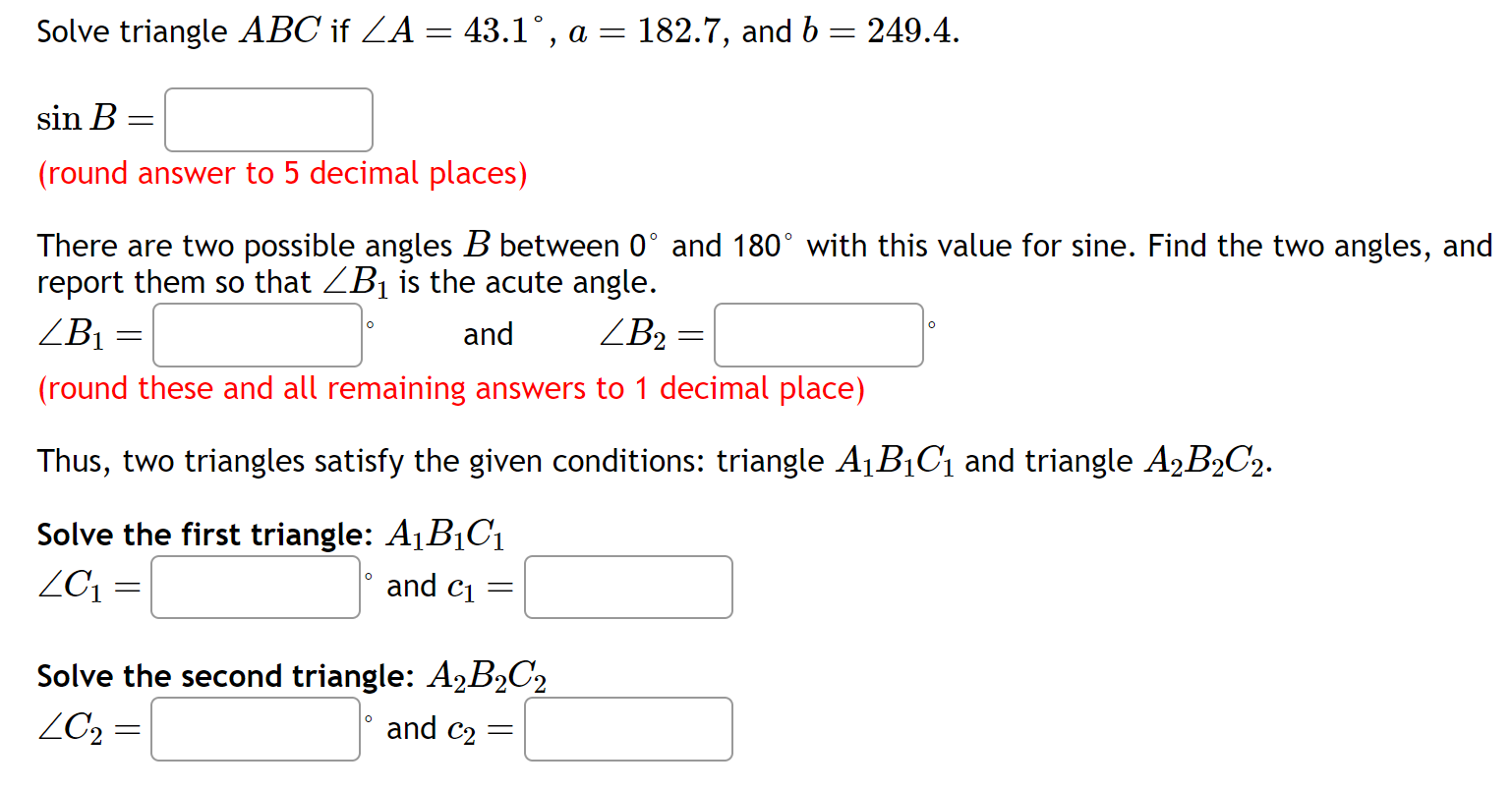  Please solve the following problems and explain1. Solve triangle ABC if
