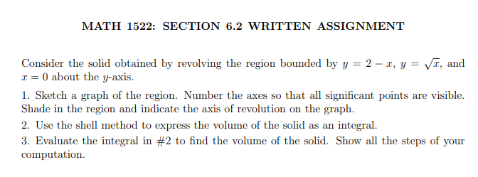  Section 6.2 Volumes by ShellsMake sure you read three questions very