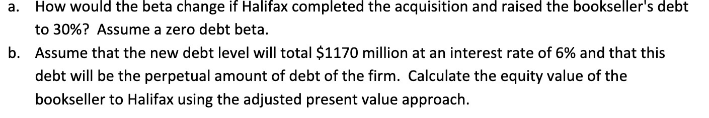 and raised the bookseller's debt to 30%? Assume a zero debt beta.