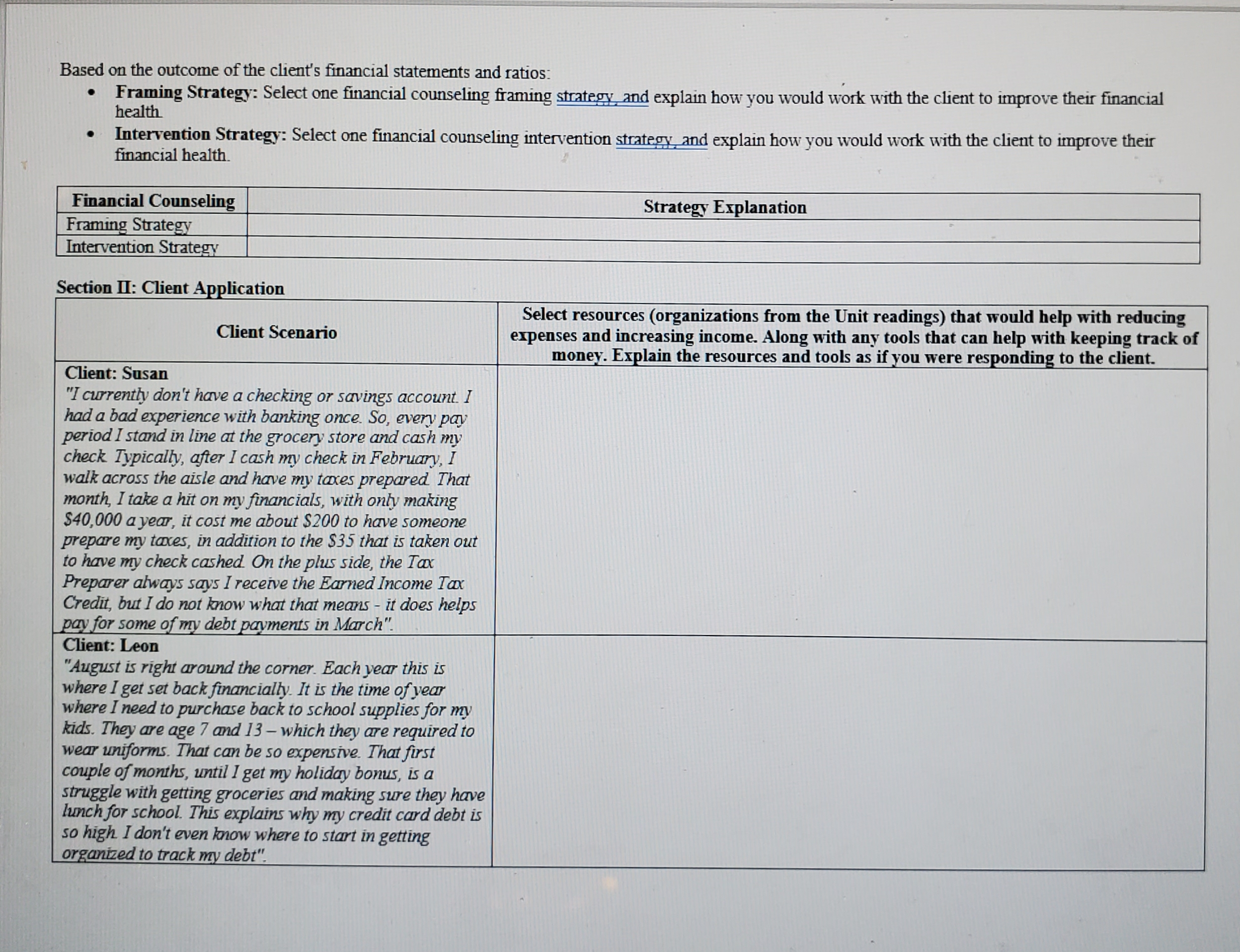 in your explanation, what are the components that make up the financial