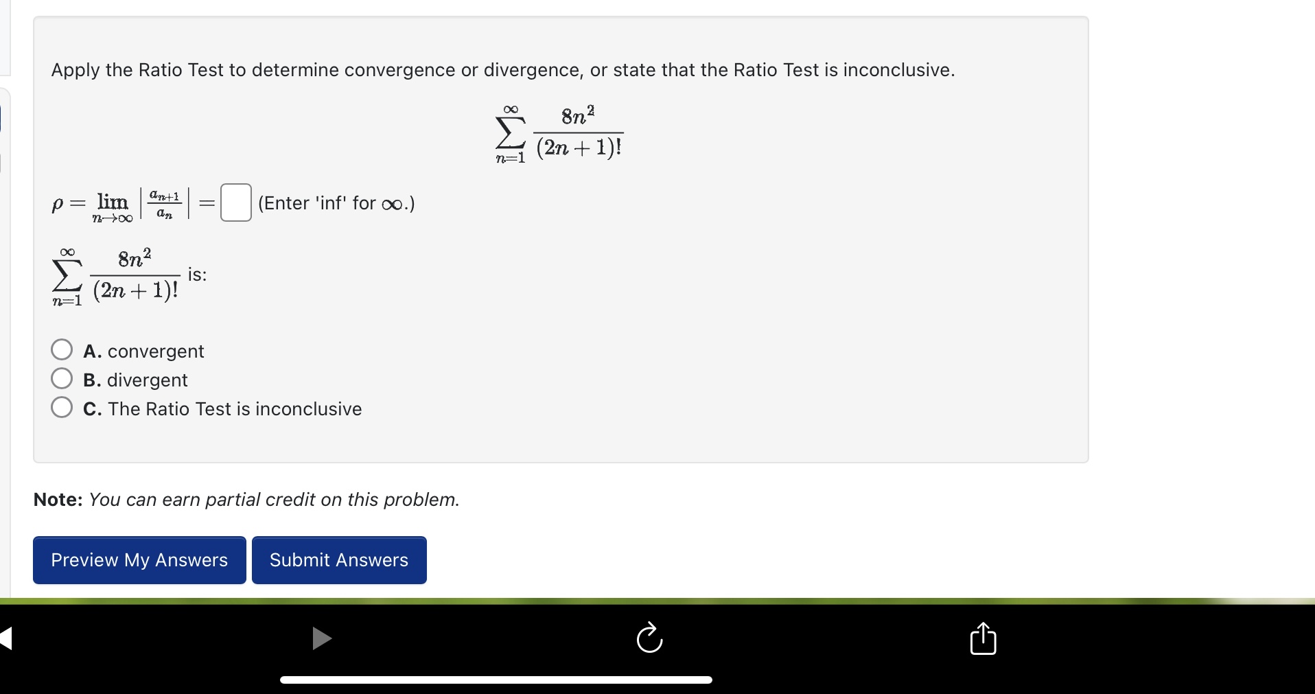 Root Test to determine the convergence or divergence of the given series