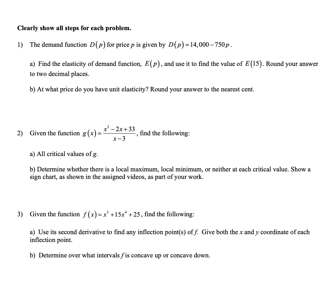D (p) for pricep is given by D (p) = 14,000 ?50p.