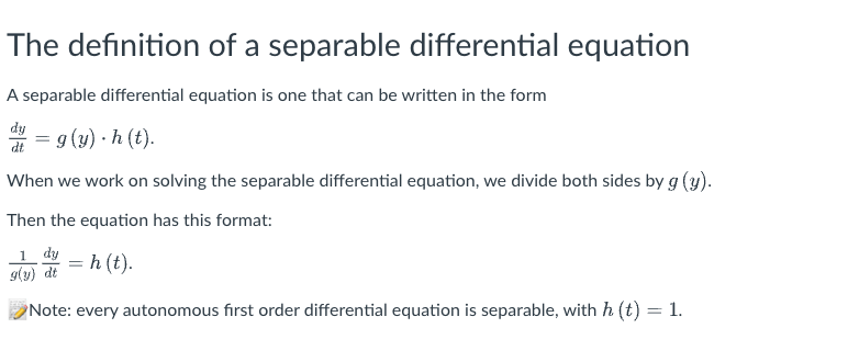 format: dy gly) de = h (t). Note: every autonomous first order