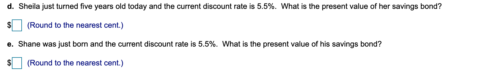 of each savings bonds if the current discount rate is 5.5%? 9.39?!"