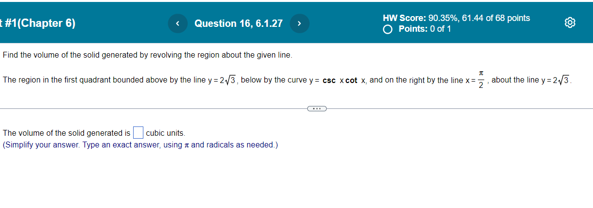 1 Sa Use the shell method to find the volume of the