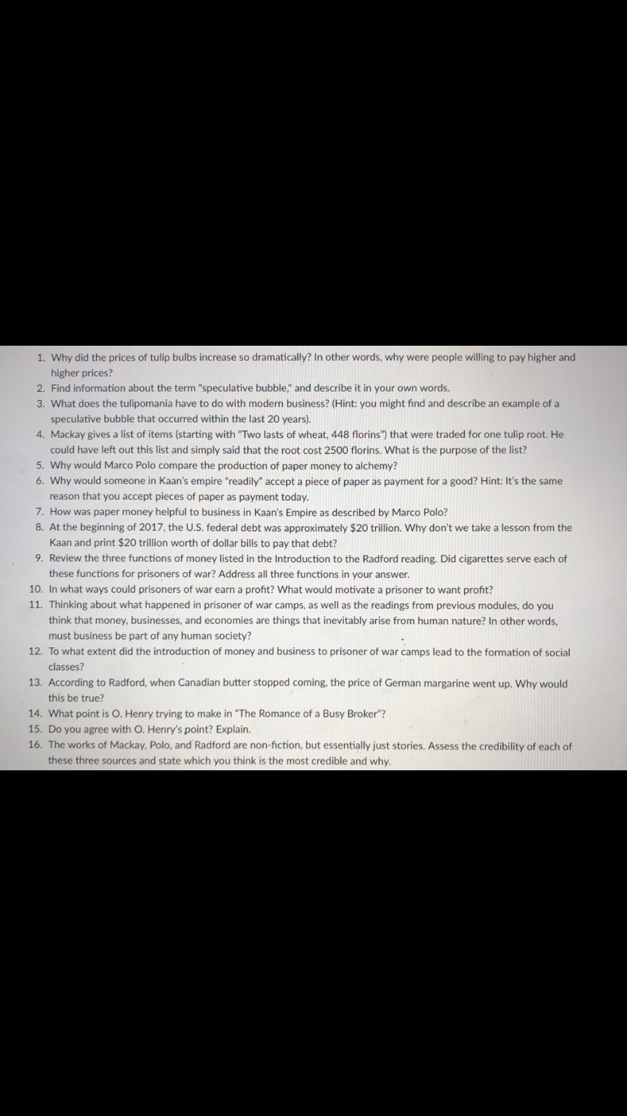 12. _13. its: 1. Whydld the prices of tule bulbs Increase so