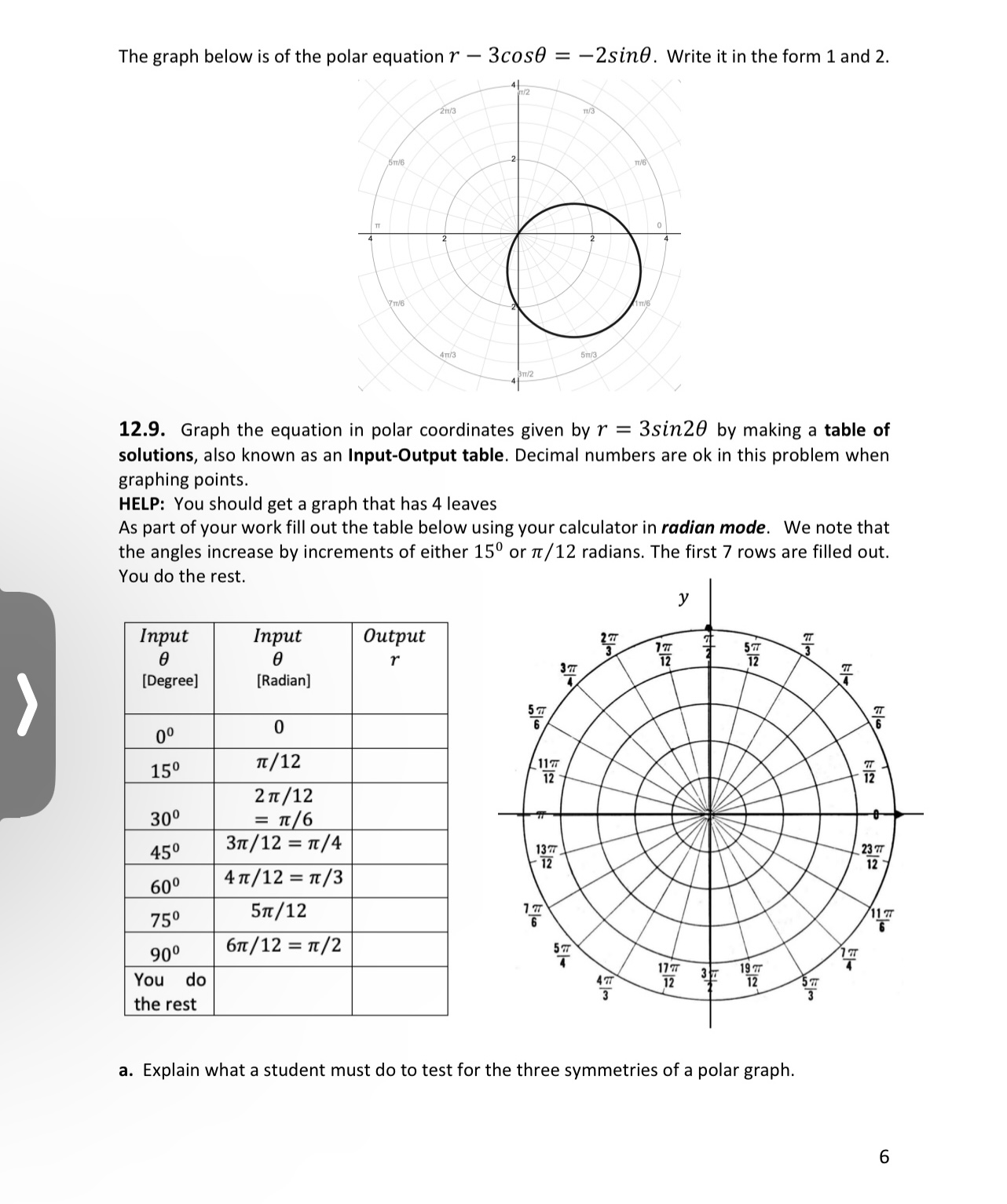 prepare your polar graph paper you really have TWO sets of angles: