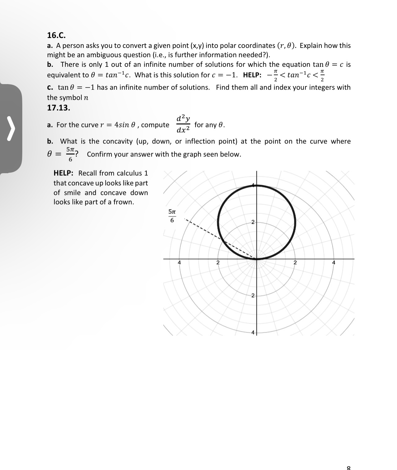 by labeling the 8 rays seen below. b. Plot point A (1".9)