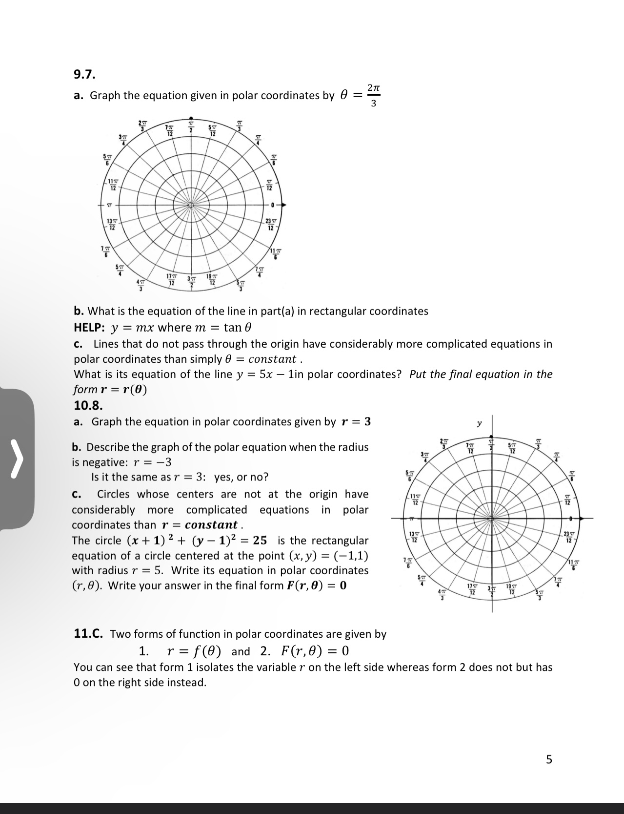 9) = (3,?) where 3:7: = 180D - 45" on the polar
