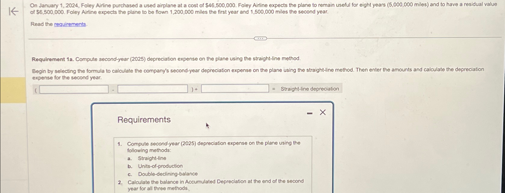 On January 1,2024, Foley Airline purchased a used airplane at a