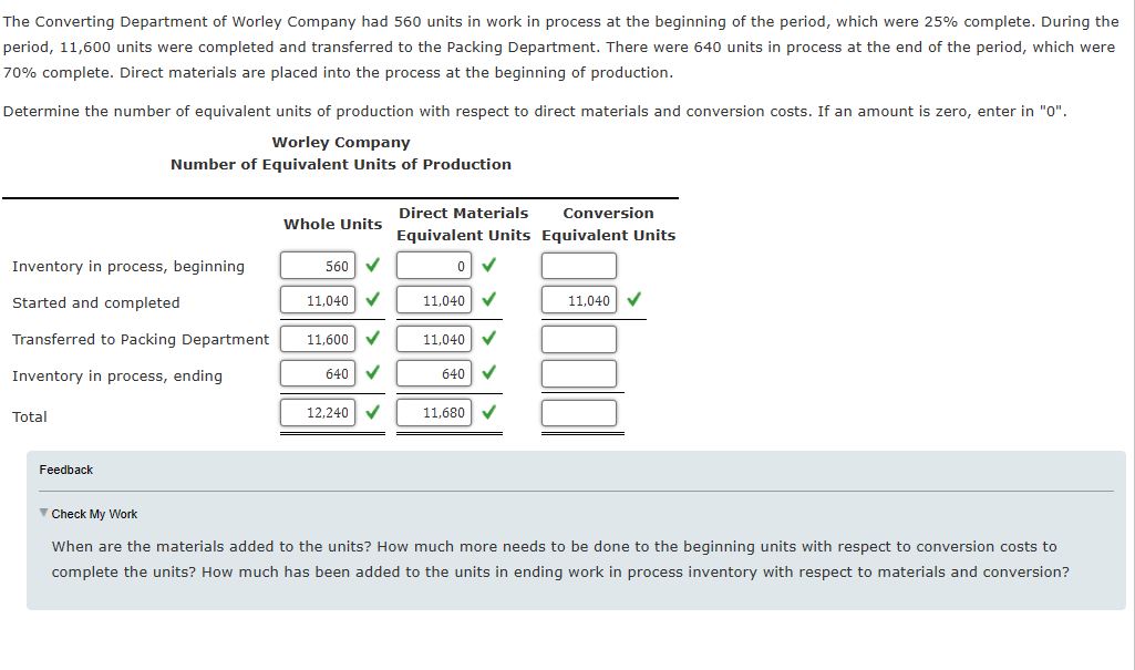 Show me the steps to solve Feedback Check My Work When