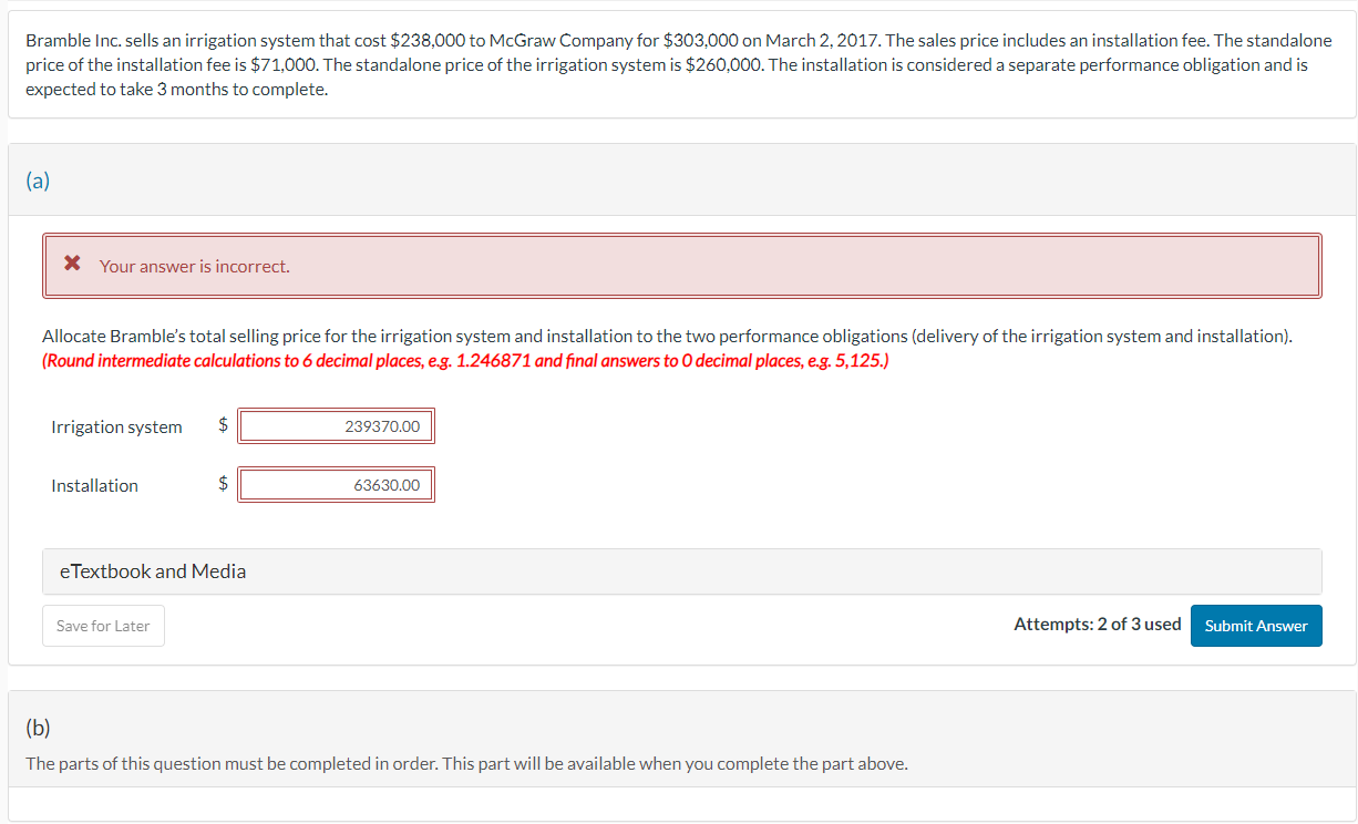 Company for $303,000 on March 2,2017. The sales price includes an installation
