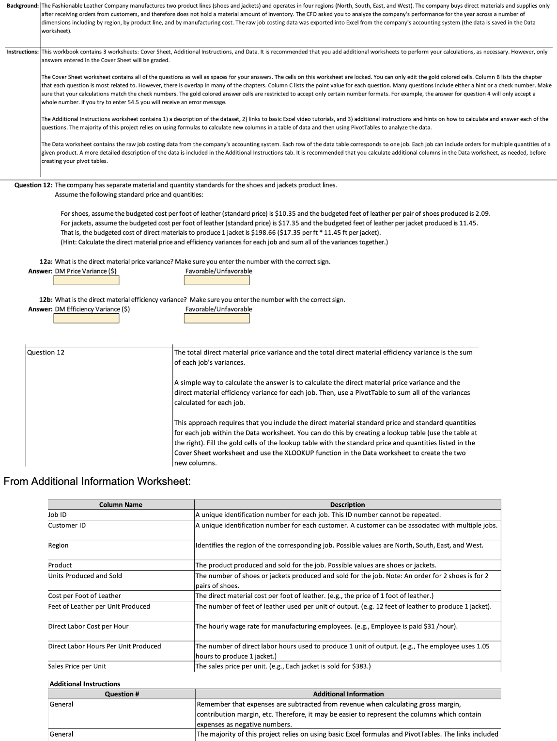 Excel or the data, please guide me through the steps and calculations